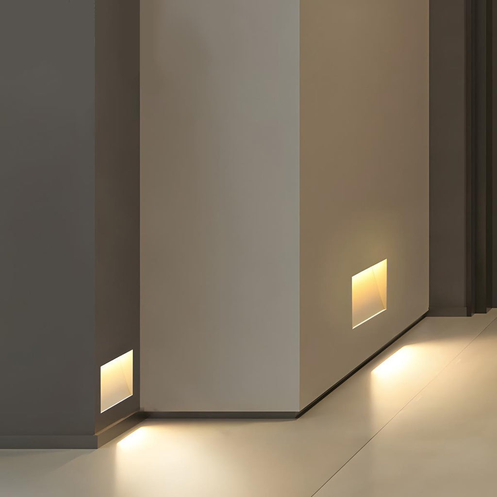 Lampă LED pentru trepte, încastrată, cu senzor de mișcare, din aluminiu alb, 4x1.8x7.9 in
