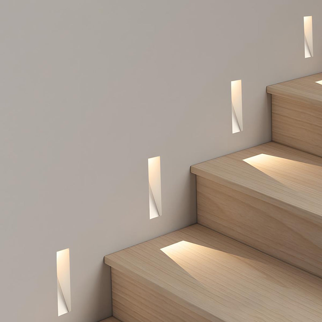 Lampă LED pentru trepte, încastrată, cu senzor de mișcare, din aluminiu alb, 4x1.8x7.9 in