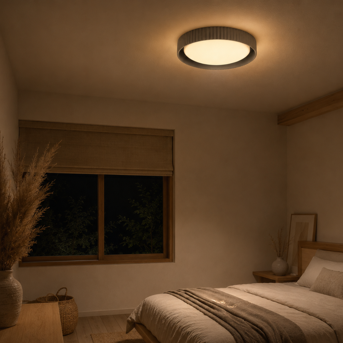 Kulaté žebrované stropní svítidlo z pryskyřice — minimalistický design pro montáž přímo na strop