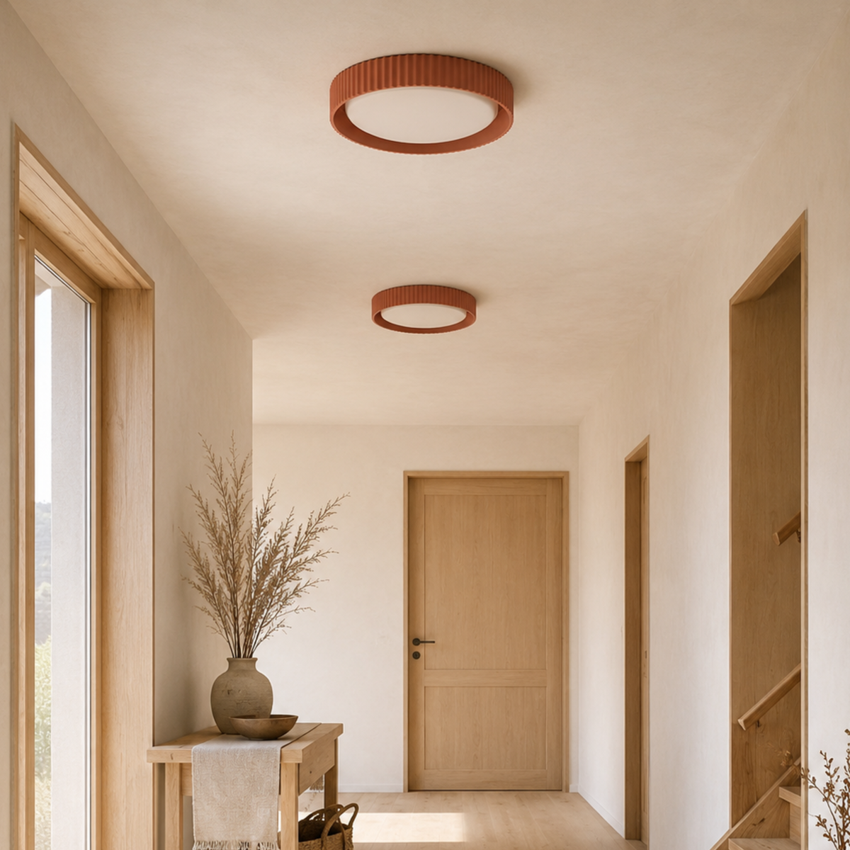 Kulaté žebrované stropní svítidlo z pryskyřice — minimalistický design pro montáž přímo na strop