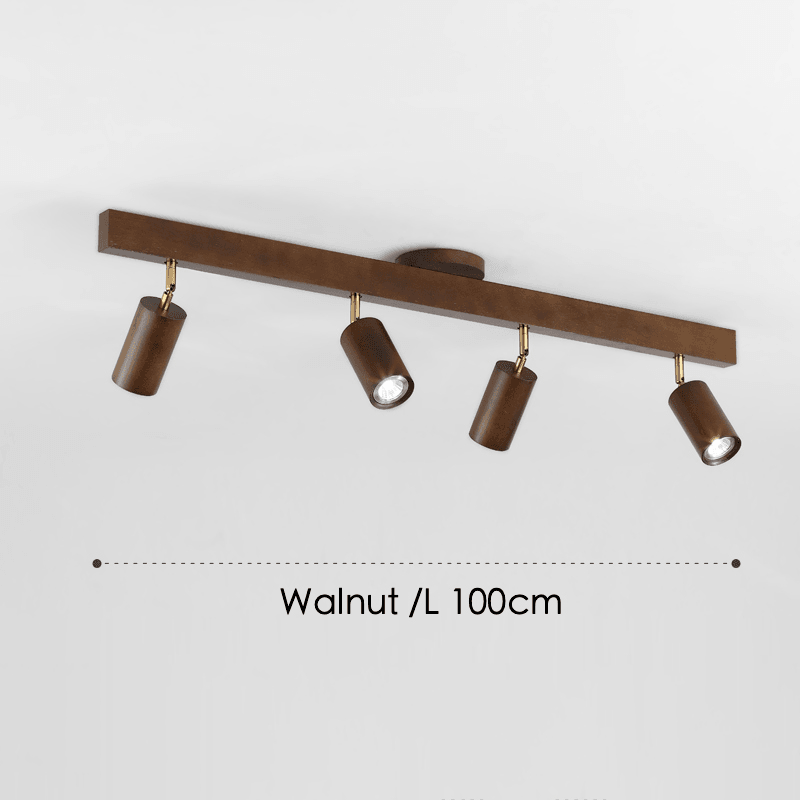 Spot sur rail en bois naturel, 47 in - Projecteurs orientables, de 1 à 5 têtes
