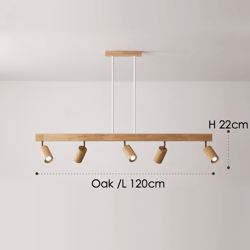 Spot sur rail en bois naturel, 47 in - Projecteurs orientables, de 1 à 5 têtes