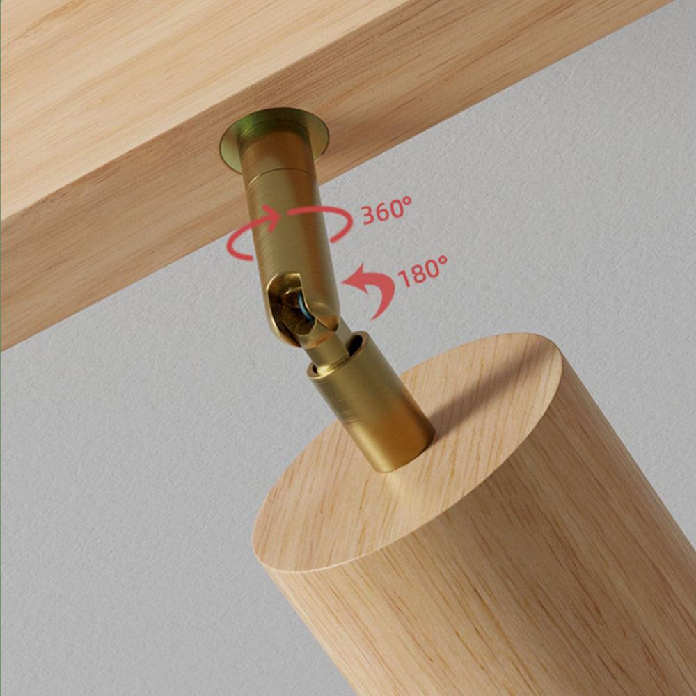 Spot sur rail en bois naturel, 47 in - Projecteurs orientables, de 1 à 5 têtes