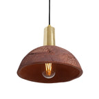 Kauri Organic Ceramic Dome Pendant Light 20cm, Red Iron