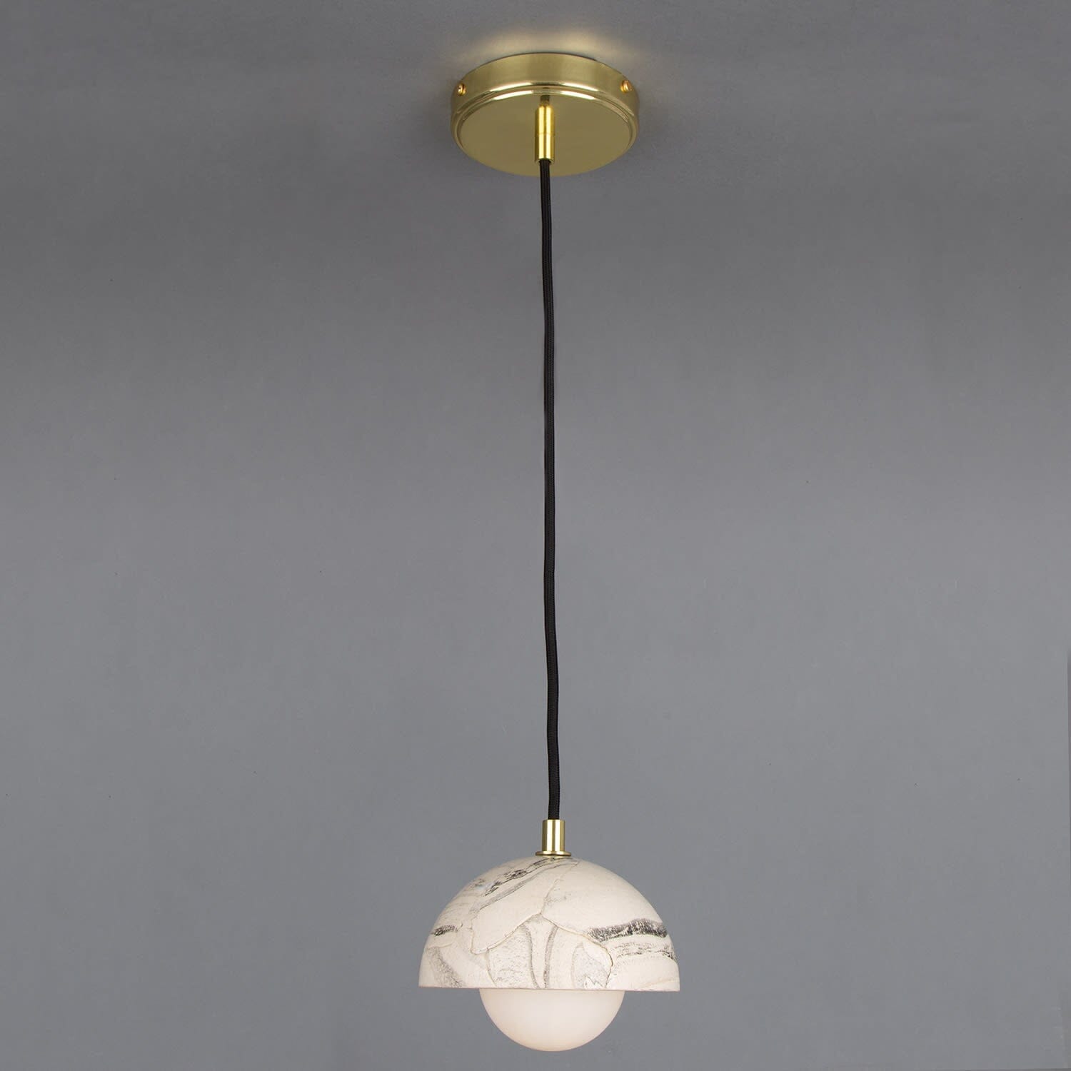 Ferox Small Marbled Ceramic Dome Pendant Light 14cm