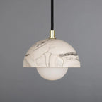 Ferox Small Marbled Ceramic Dome Pendant Light 14cm