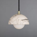 Ferox Small Marbled Ceramic Dome Pendant Light 14cm