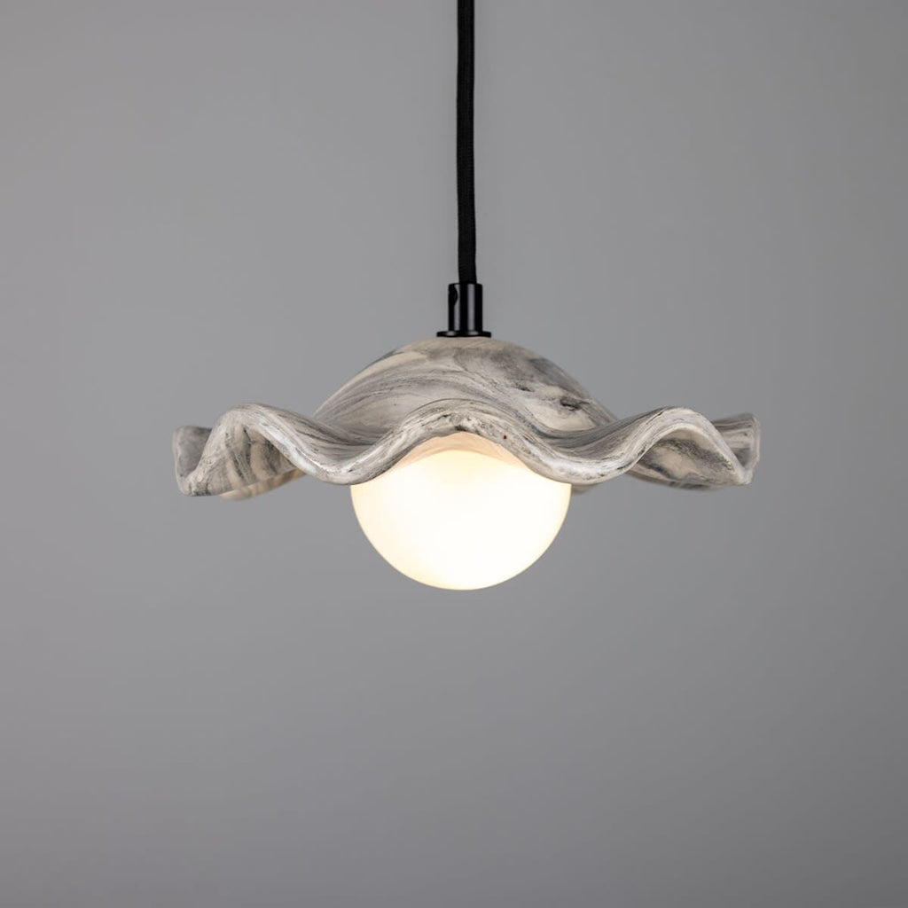 Rivale Pendant Light with Wavy Marbled Ceramic Shade