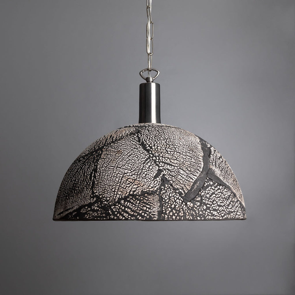 Kauri Organic Ceramic Dome Pendant Light 37cm, Black Clay