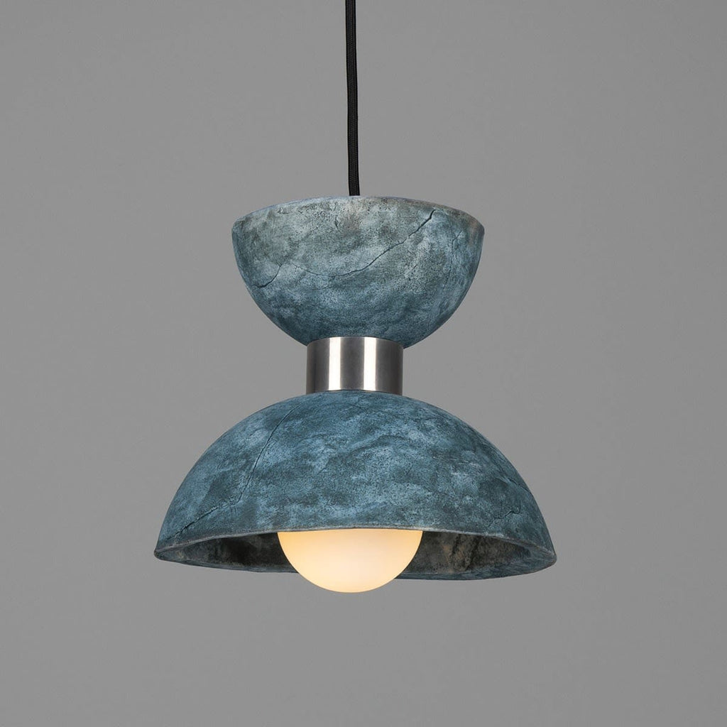 Nakaii Organic Ceramic Pendant Light 20cm, Blue Earth