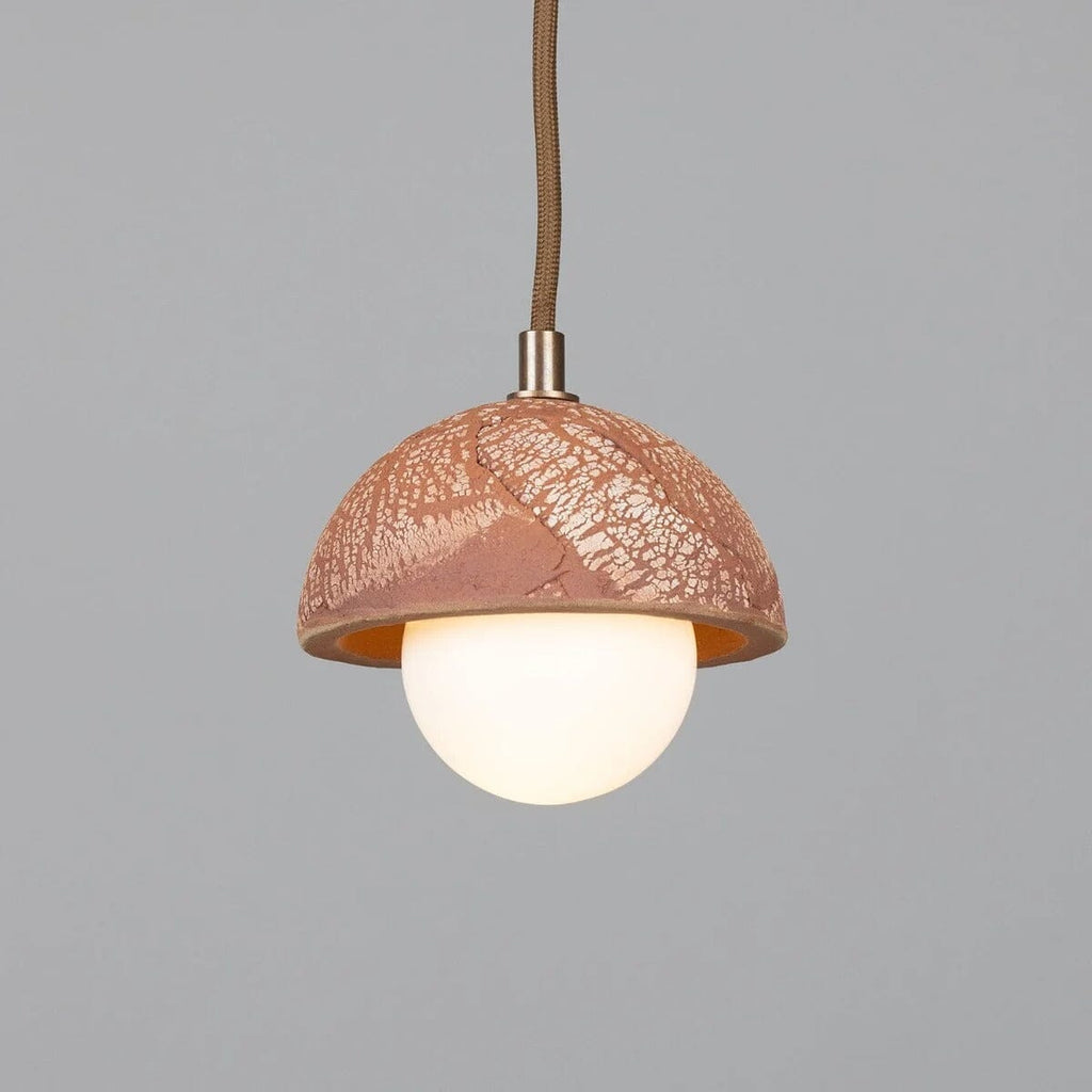 Ferox Small Ceramic Dome Pendant Light 14cm, Red Iron