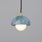 Ferox Small Ceramic Dome Pendant Light 14cm, Blue Earth