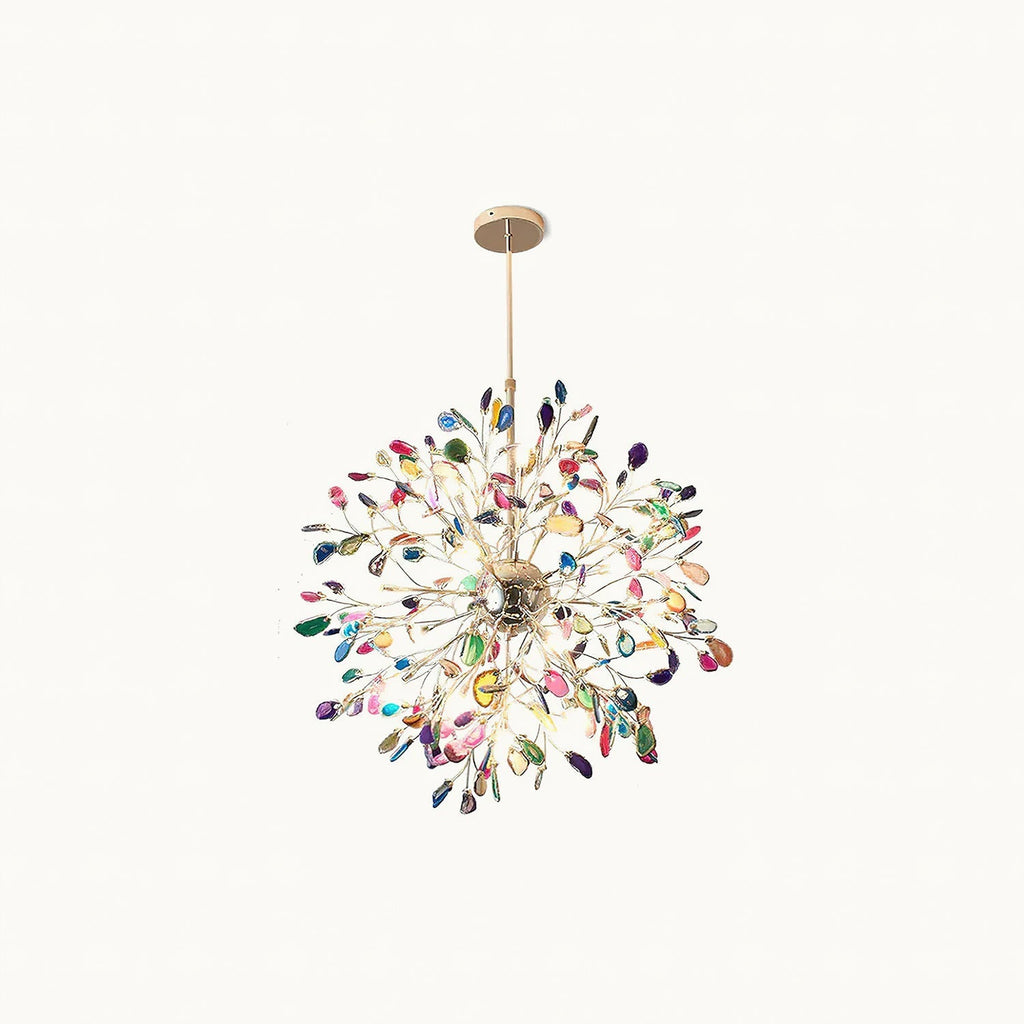 Agate Branch Chandelier 23-Inch Gold Finish Multi-Arm Adjustable G4 Fixture for Dining Room Living Room Statement Lighting Multicolor Natura