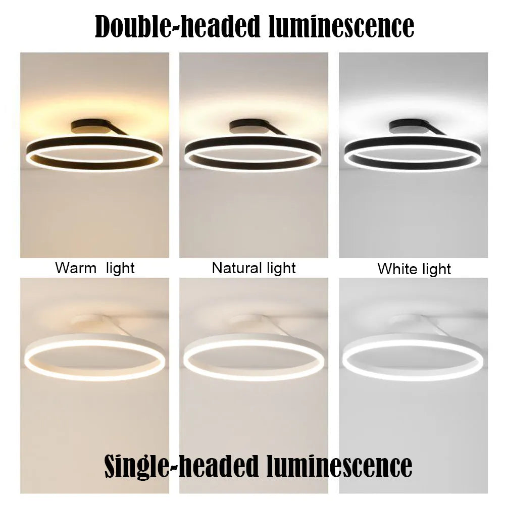 Plafoniera LED circolare — Finitura minimalista nero opaco e bianco brillante