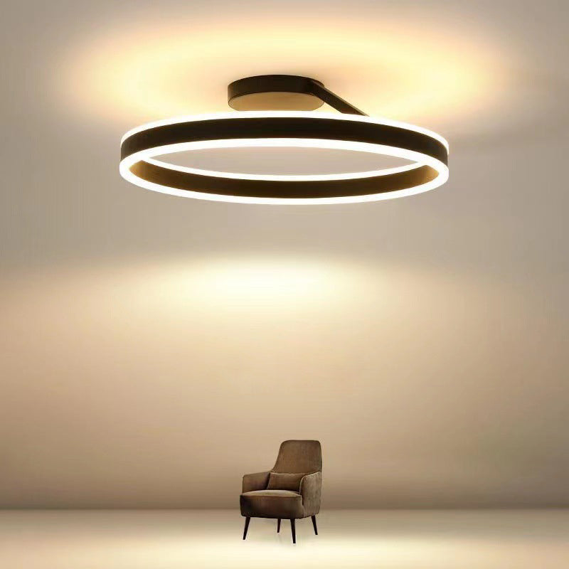 Plafoniera LED circolare — Finitura minimalista nero opaco e bianco brillante