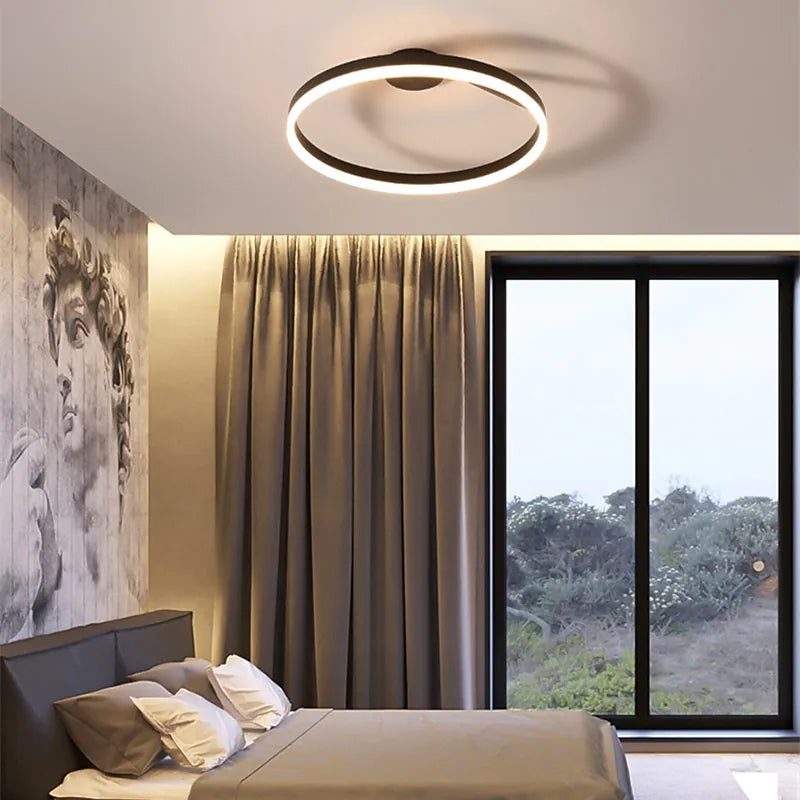 Plafoniera LED circolare — Finitura minimalista nero opaco e bianco brillante