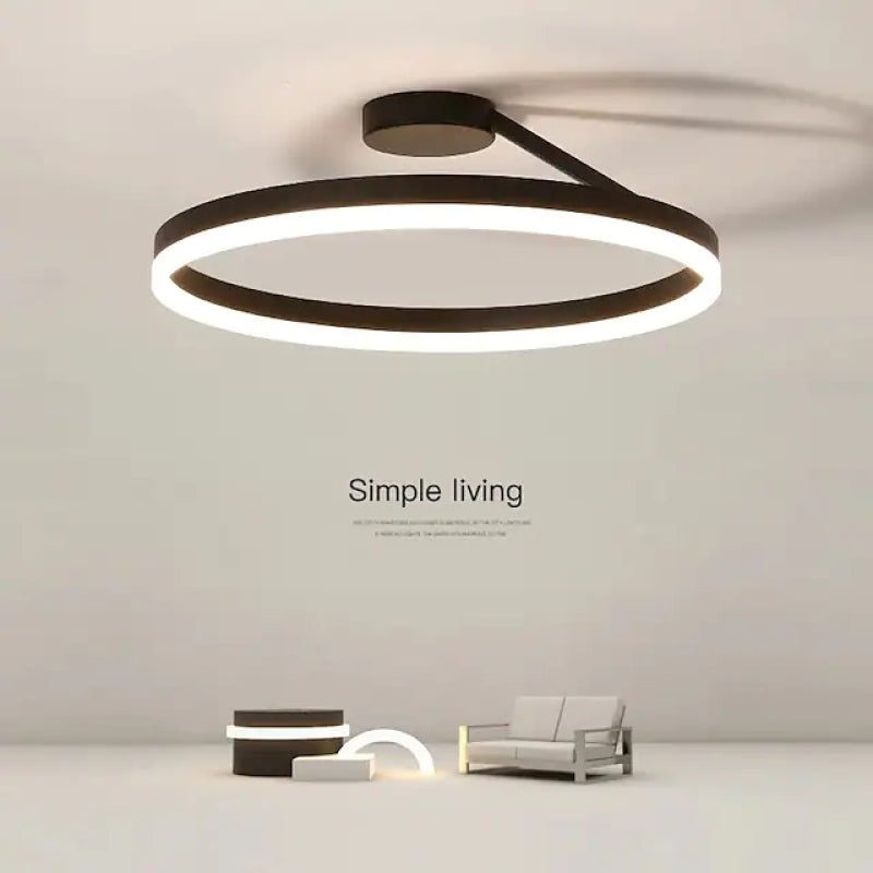Plafoniera LED circolare — Finitura minimalista nero opaco e bianco brillante