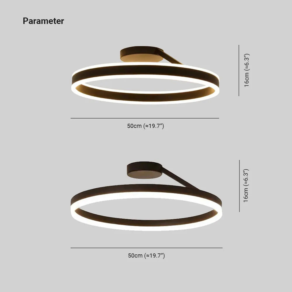 Plafoniera LED circolare — Finitura minimalista nero opaco e bianco brillante