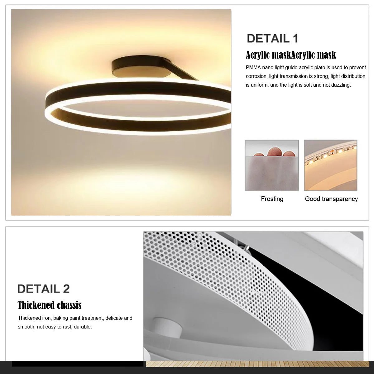 Plafoniera LED circolare — Finitura minimalista nero opaco e bianco brillante