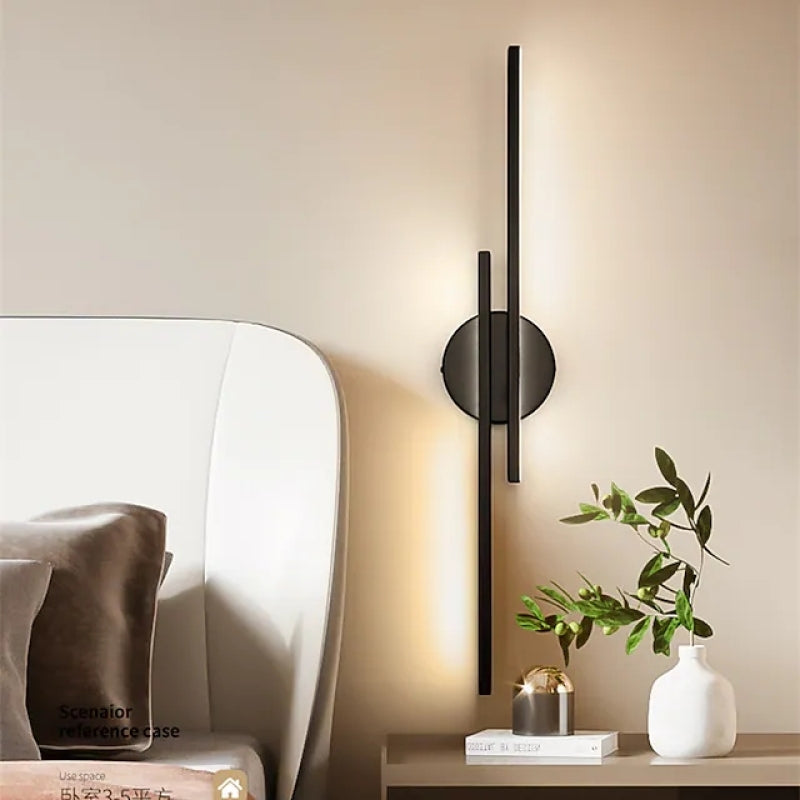 Minimalist Metal LED Wall Sconce — Modern Disc and Linear Rod Design