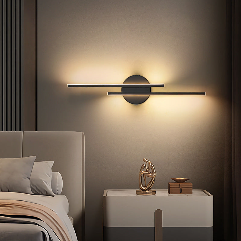 Minimalist Metal LED Wall Sconce — Modern Disc and Linear Rod Design