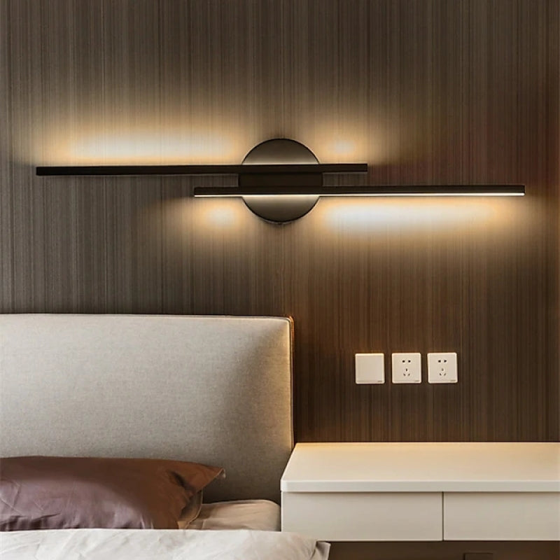 Minimalist Metal LED Wall Sconce — Modern Disc and Linear Rod Design