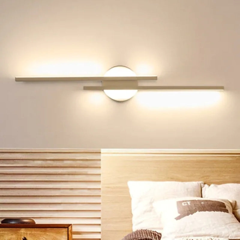 Minimalist Metal LED Wall Sconce — Modern Disc and Linear Rod Design