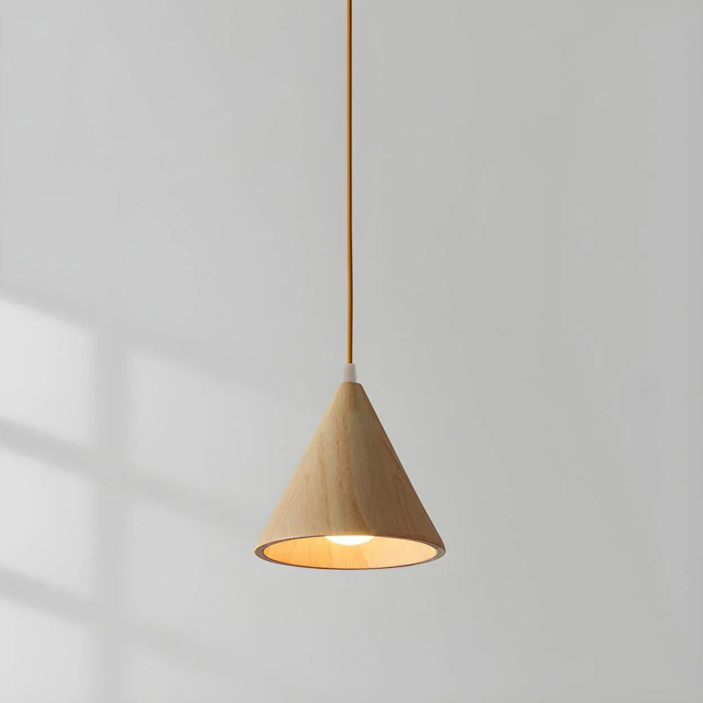 Pendant Lamp Wood Cone Three Head Linear Design LED Compatible | Euroselle