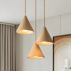 Pendant Lamp Wood Cone Three Head Linear Design LED Compatible | Euroselle