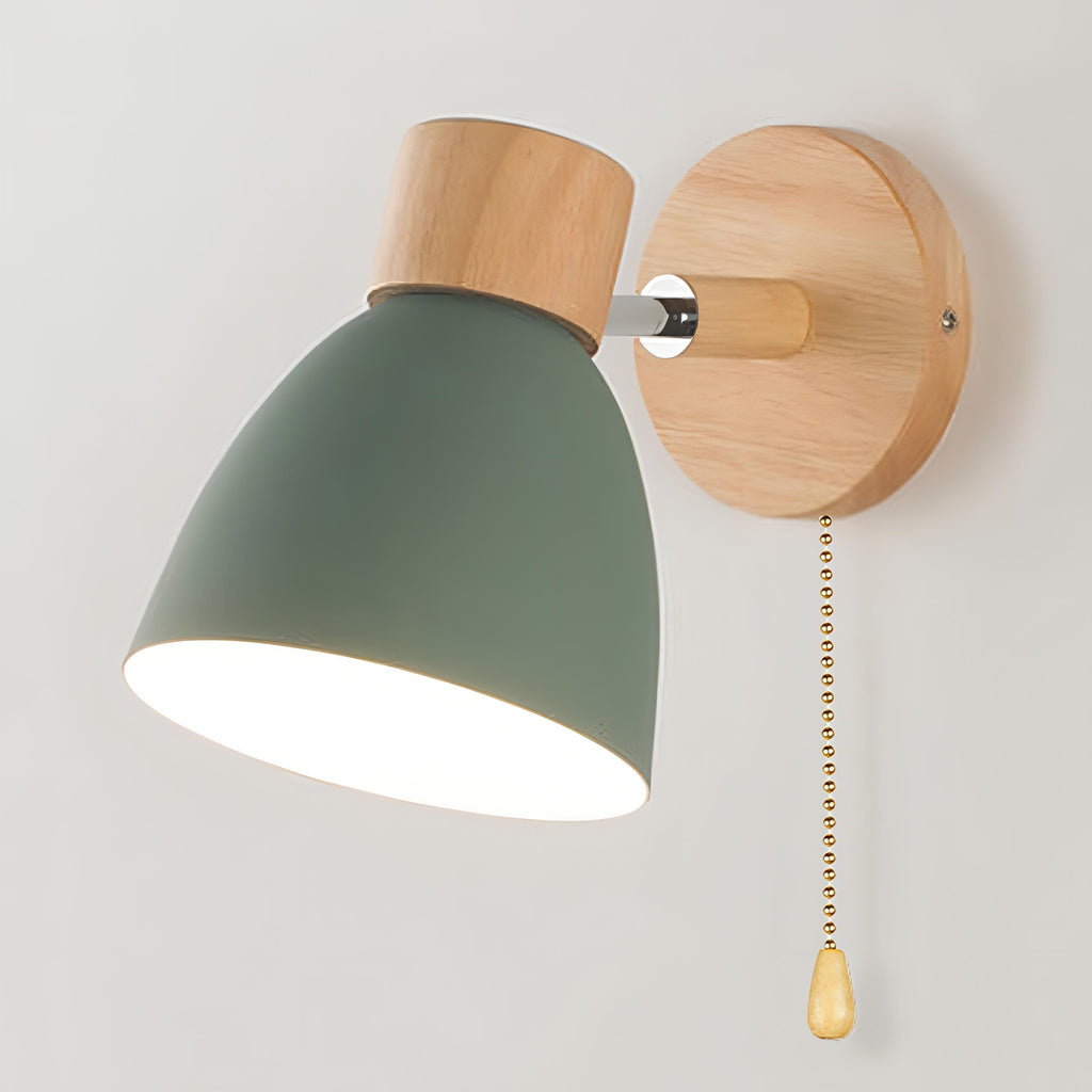 Nordic-Style Hardwired Wall Sconce — Diffused Glow, Pull Cord Control