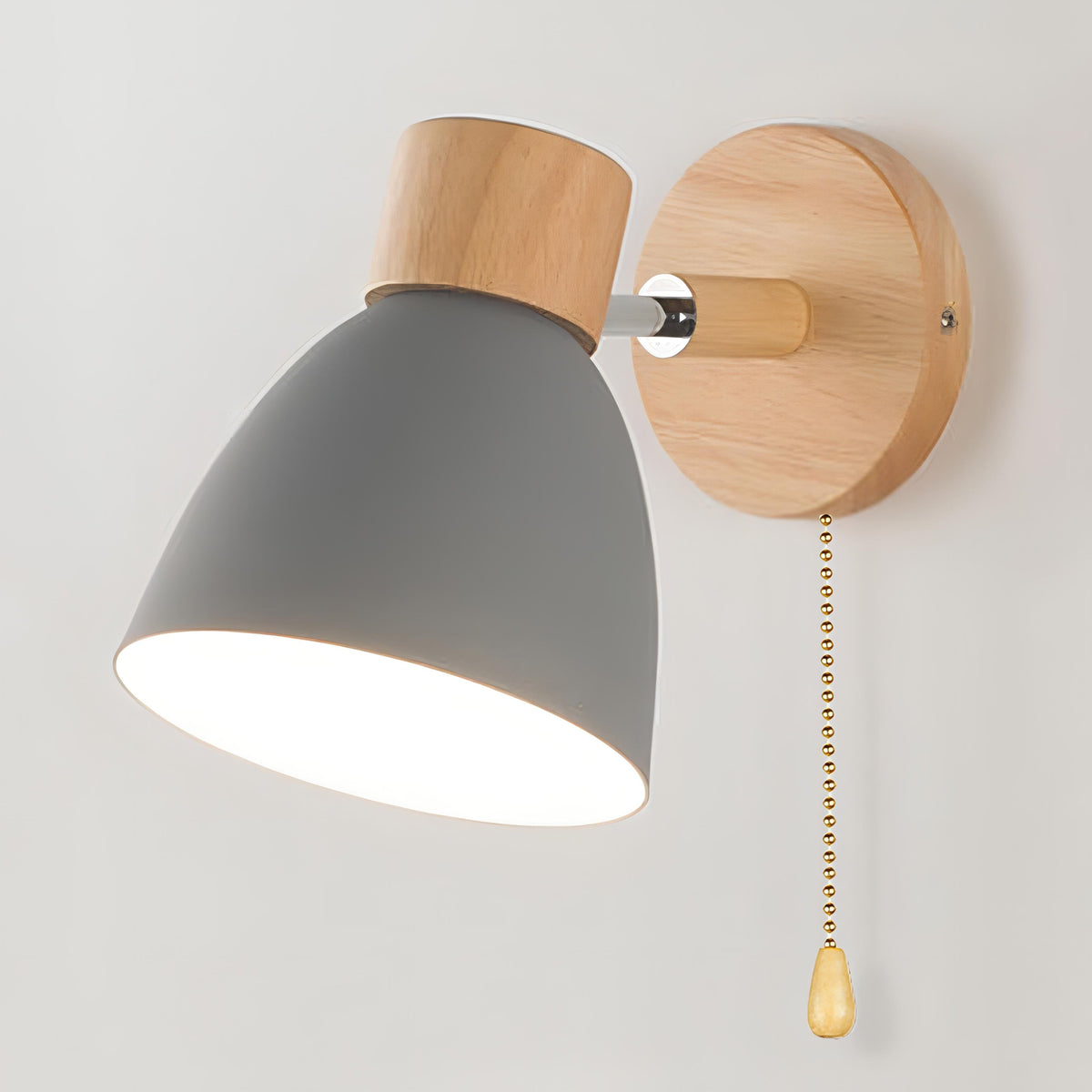 Nordic-Style Hardwired Wall Sconce — Diffused Glow, Pull Cord Control