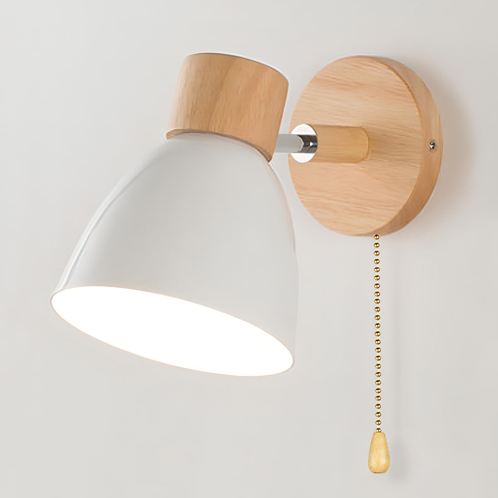 Nordic-Style Hardwired Wall Sconce — Diffused Glow, Pull Cord Control