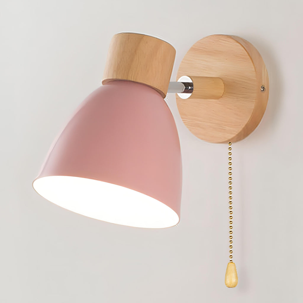 Nordic-Style Hardwired Wall Sconce — Diffused Glow, Pull Cord Control