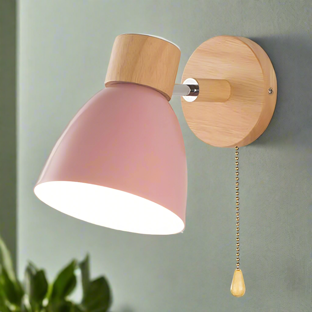 Nordic-Style Hardwired Wall Sconce — Diffused Glow, Pull Cord Control