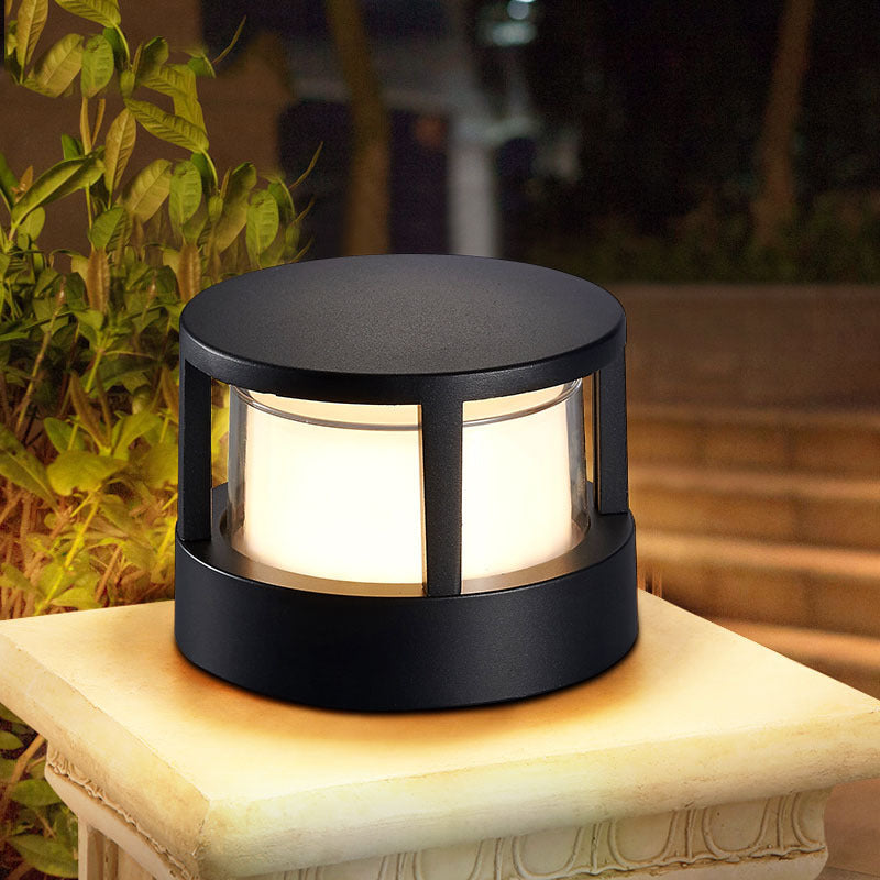 Lámpara LED moderna de aluminio para poste con luz superior — diseño cuadrado y redondo para exteriores