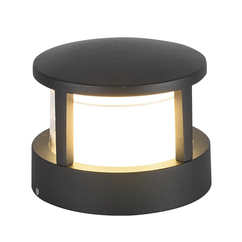 Lámpara LED moderna de aluminio para poste con luz superior — diseño cuadrado y redondo para exteriores