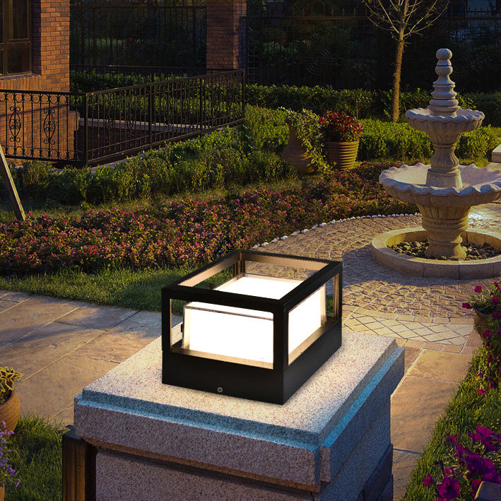 Lámpara LED moderna de aluminio para poste con luz superior — diseño cuadrado y redondo para exteriores