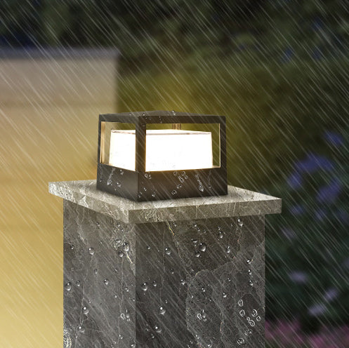 Lámpara LED moderna de aluminio para poste con luz superior — diseño cuadrado y redondo para exteriores