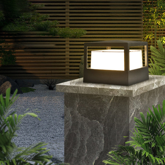 Lámpara LED moderna de aluminio para poste con luz superior — diseño cuadrado y redondo para exteriores