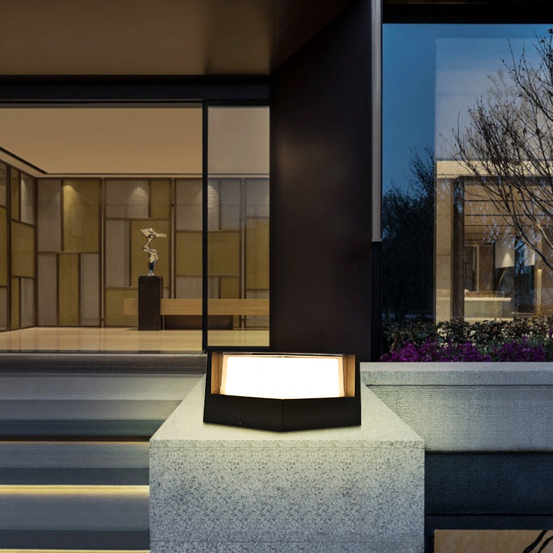 Lámpara LED moderna de aluminio para poste con luz superior — diseño cuadrado y redondo para exteriores
