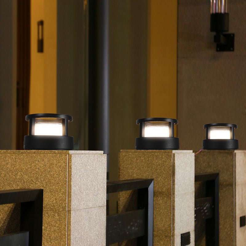 Lámpara LED moderna de aluminio para poste con luz superior — diseño cuadrado y redondo para exteriores