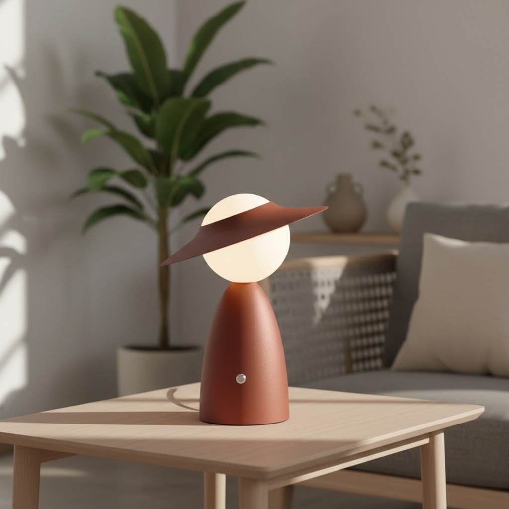 Lampe de chevet moderne — LED à intensité variable par contact, base de recharge sans fil pour téléphone