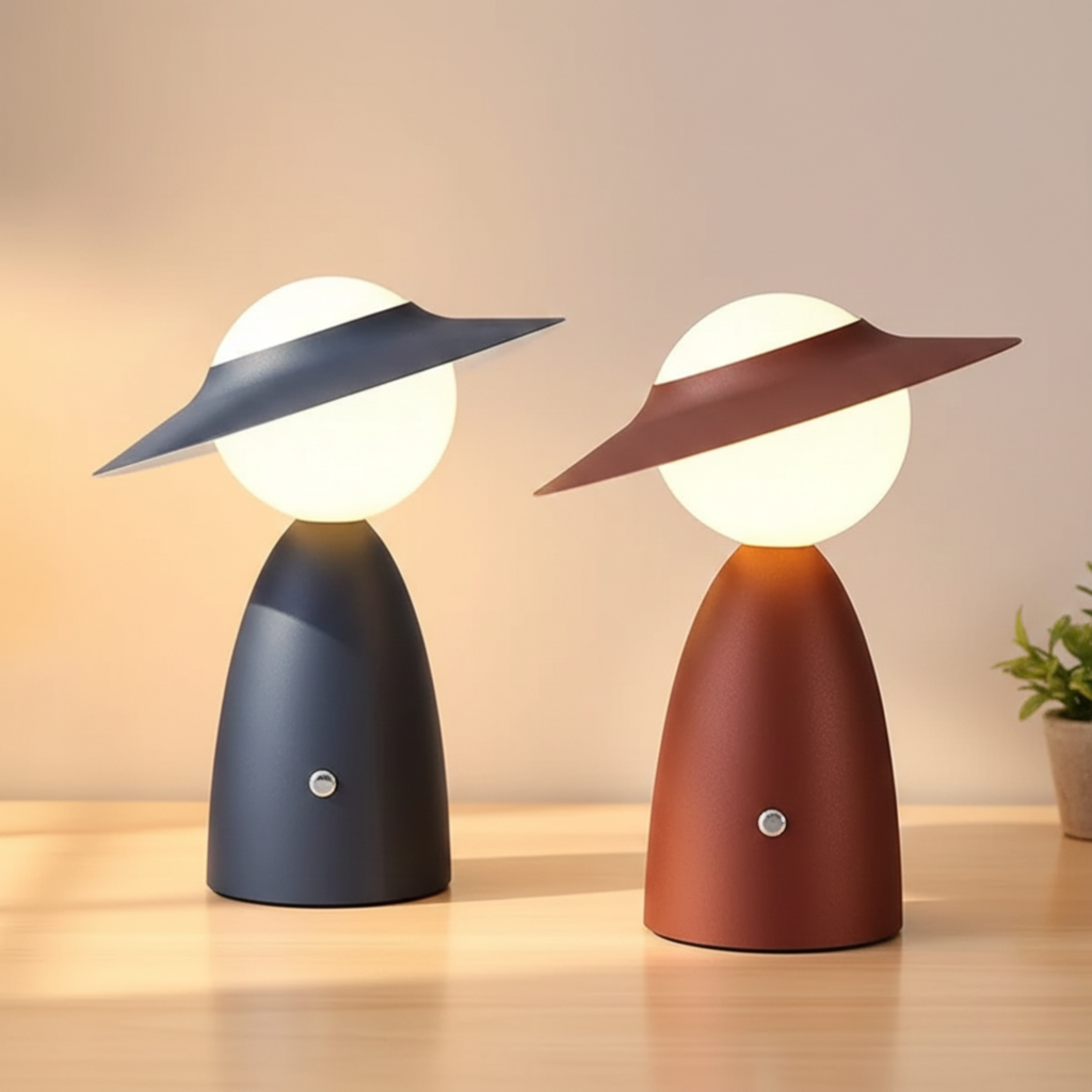 Lampe de chevet moderne — LED à intensité variable par contact, base de recharge sans fil pour téléphone