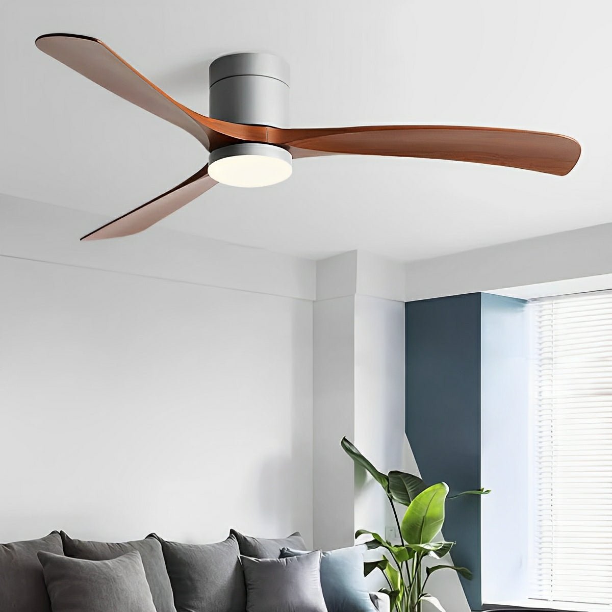 Omkeerbare DC-plafondventilator, 38-56 inch, led, afstandsbediening met 6 snelheden