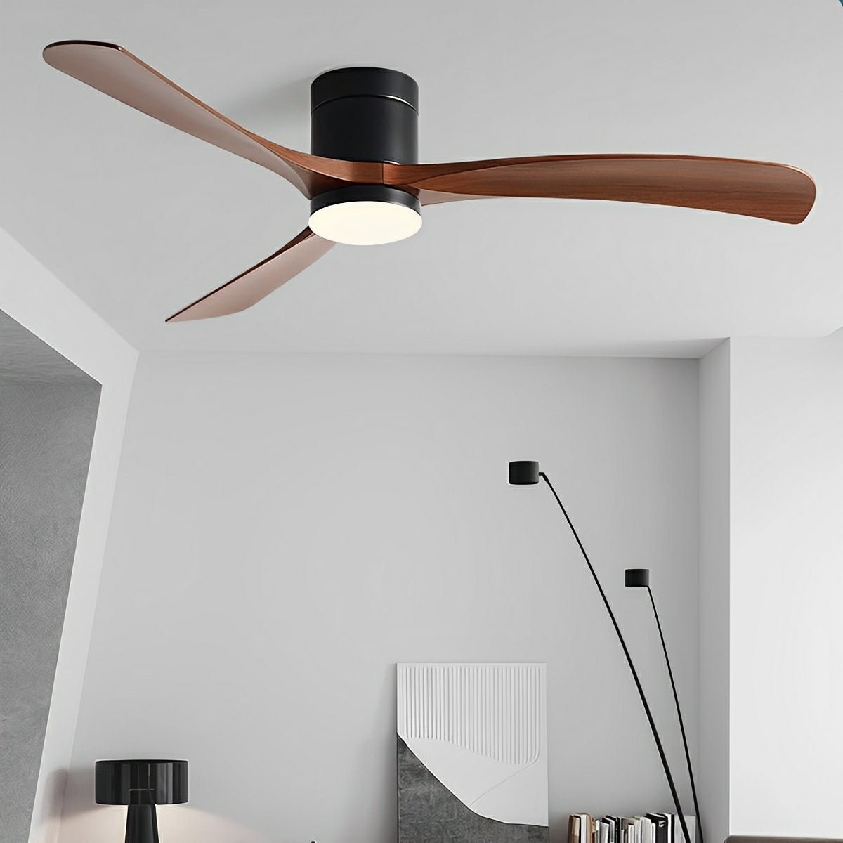 Omkeerbare DC-plafondventilator, 38-56 inch, led, afstandsbediening met 6 snelheden