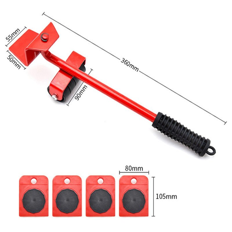 Robustes Möbelgleiter-Set – Hebelstange, 4 Gleiter, 440 lb