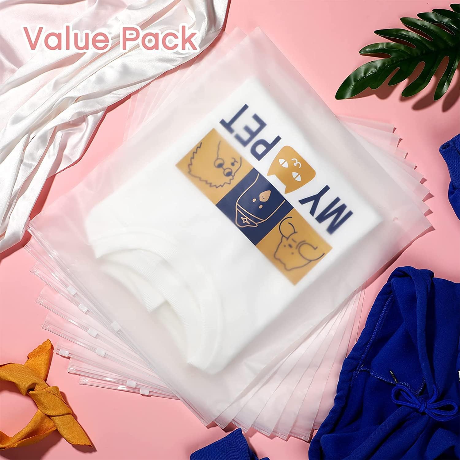 Multi-Purpose Frosted Zip Storage Bags – 20-Pack Plastic Garment Sleeves (Buy 2 Sets, Take 1 FREE) | Euroselle