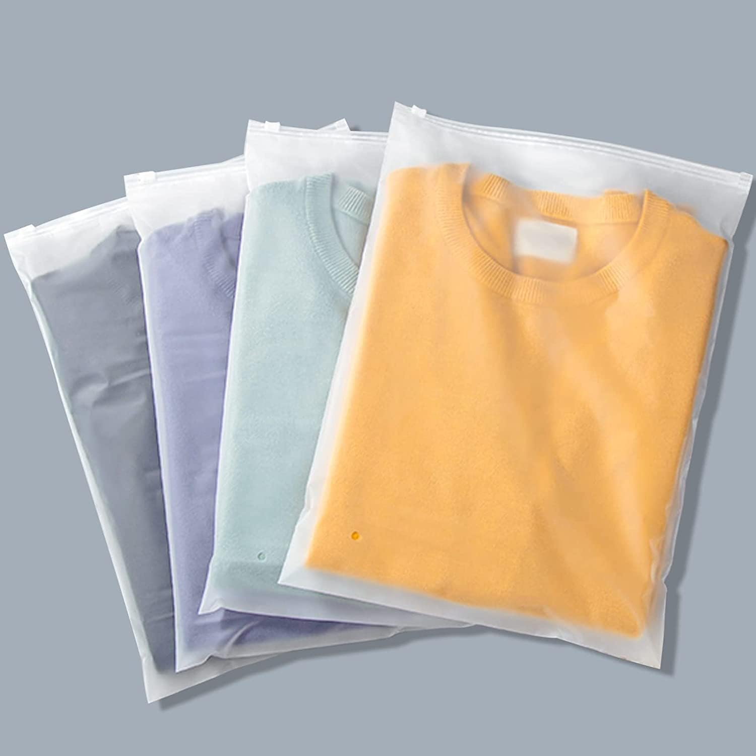 Multi-Purpose Frosted Zip Storage Bags – 20-Pack Plastic Garment Sleeves (Buy 2 Sets, Take 1 FREE) | Euroselle