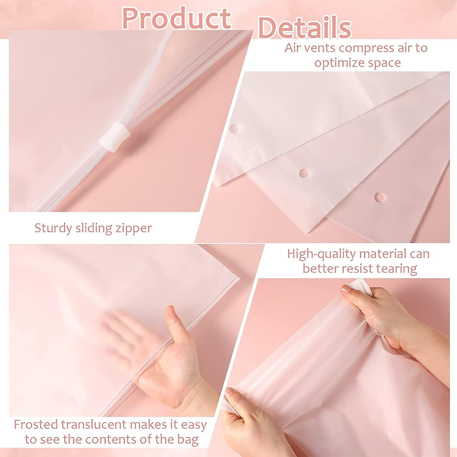 Multi-Purpose Frosted Zip Storage Bags – 20-Pack Plastic Garment Sleeves (Buy 2 Sets, Take 1 FREE) | Euroselle