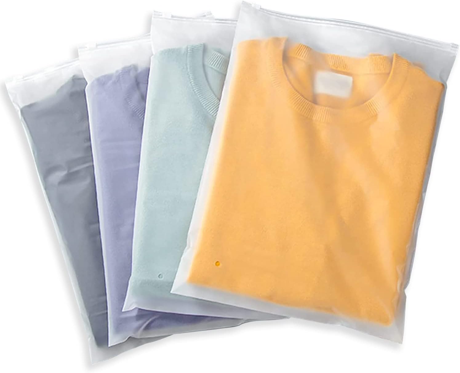 Multi-Purpose Frosted Zip Storage Bags – 20-Pack Plastic Garment Sleeves (Buy 2 Sets, Take 1 FREE) | Euroselle